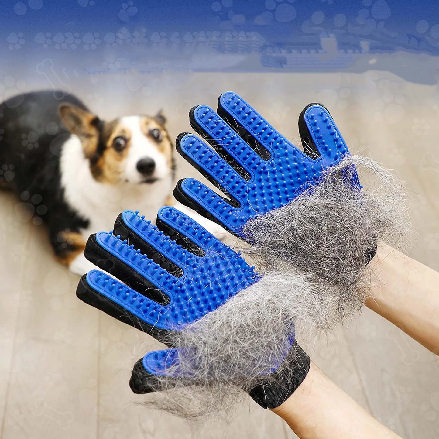 A pair of pet grooming gloves - gentle brush