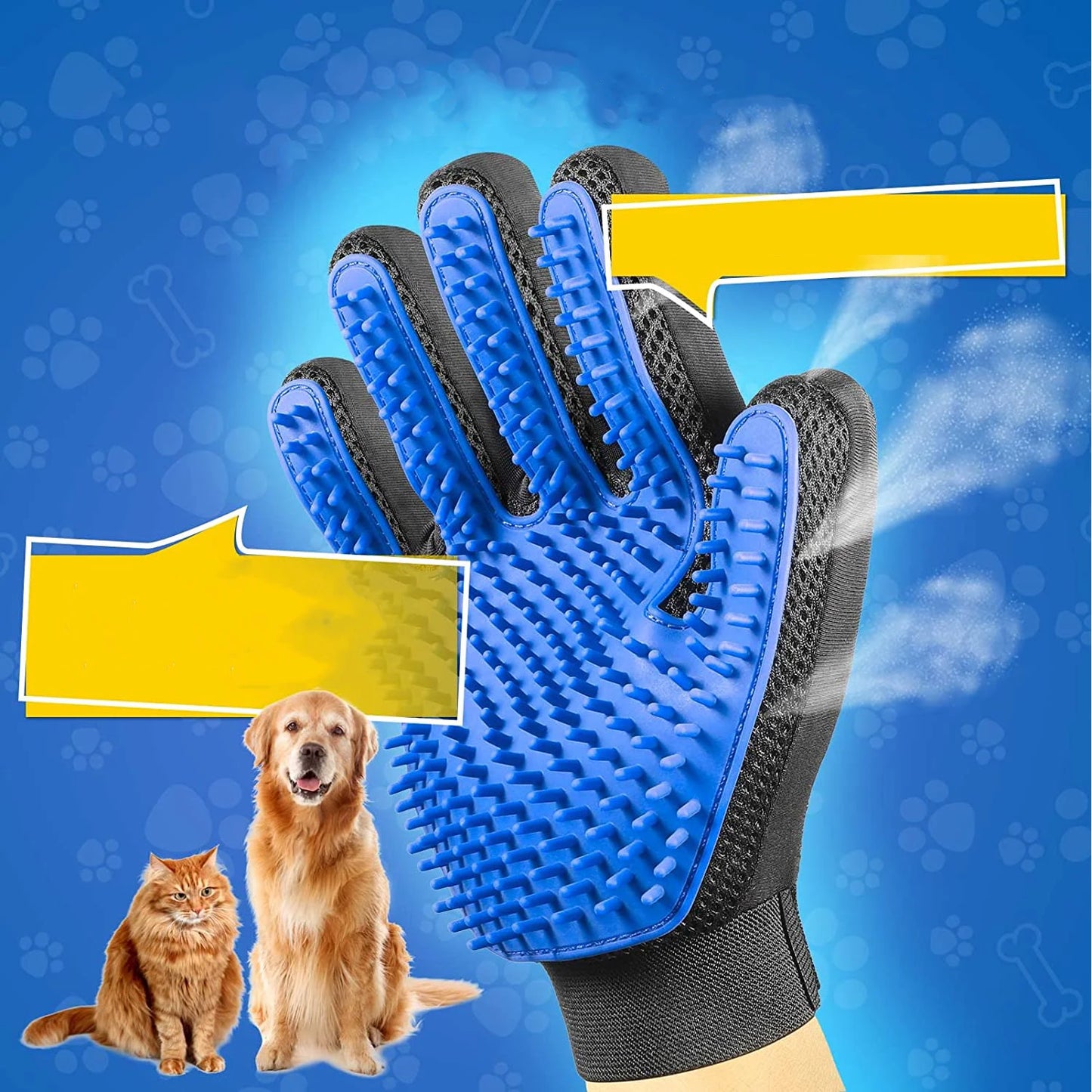 A pair of pet grooming gloves - gentle brush